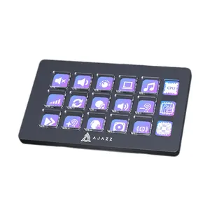 AJAZZ AKP153 console mini visual streaming keyboard with LCD controller customizable buttons for Win and Mac OS for live content creation programmable rotating shortcut keys integrated live broadcast console desktop live broadcast assistant