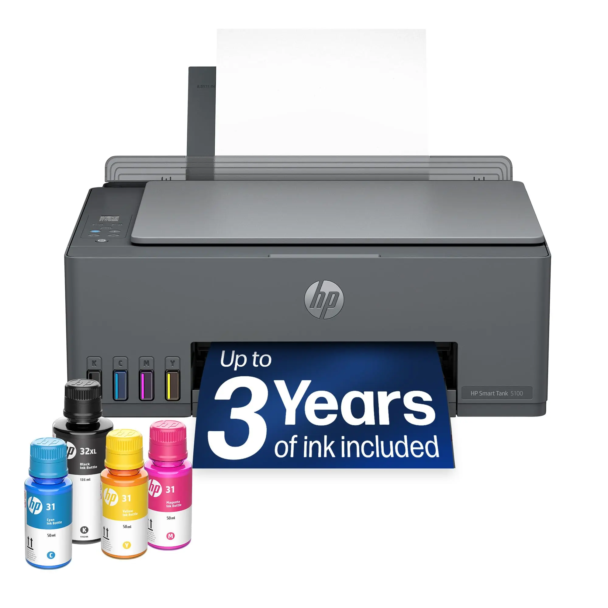 HP Smart Tank 5100 Wireless AiO Refillable Printer AI-Capable D06BLA