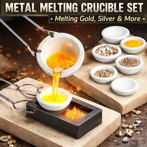 Crucible Kit for Melting Gold Silver – 8 Pcs with 4 Small & 2 Enlarged Quartz Crucibles, 2 Whipclip Tongs, 3272°F Heat Resistant for Jewelry Casting & Metal Refining – Summer Sale, Mid Year Sale, Deals for You, Restock