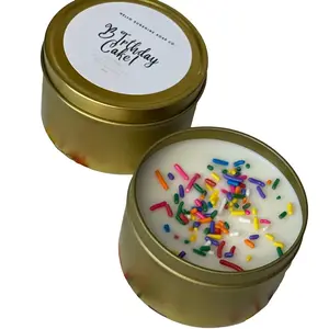 Birthday Cake 6oz Tin Candle by Brand - Perfect for Decorating Parties and Events Fragrance Scent