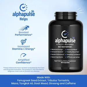 AlphaPulse24 Energy Supplement for Peak Performance & Enhanced Focus - 60 Capsules Healthcare Supplement with Vitamin Benefits Dietary Edible Natural Fitness Seed Muscle