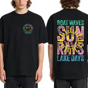 Boat Waves, Sun Rays, Lake Days, Lake Life, Summer, Boating, Lake Hair, Retro, Front and Back, Tshirt, Women's Tee, Tshirt