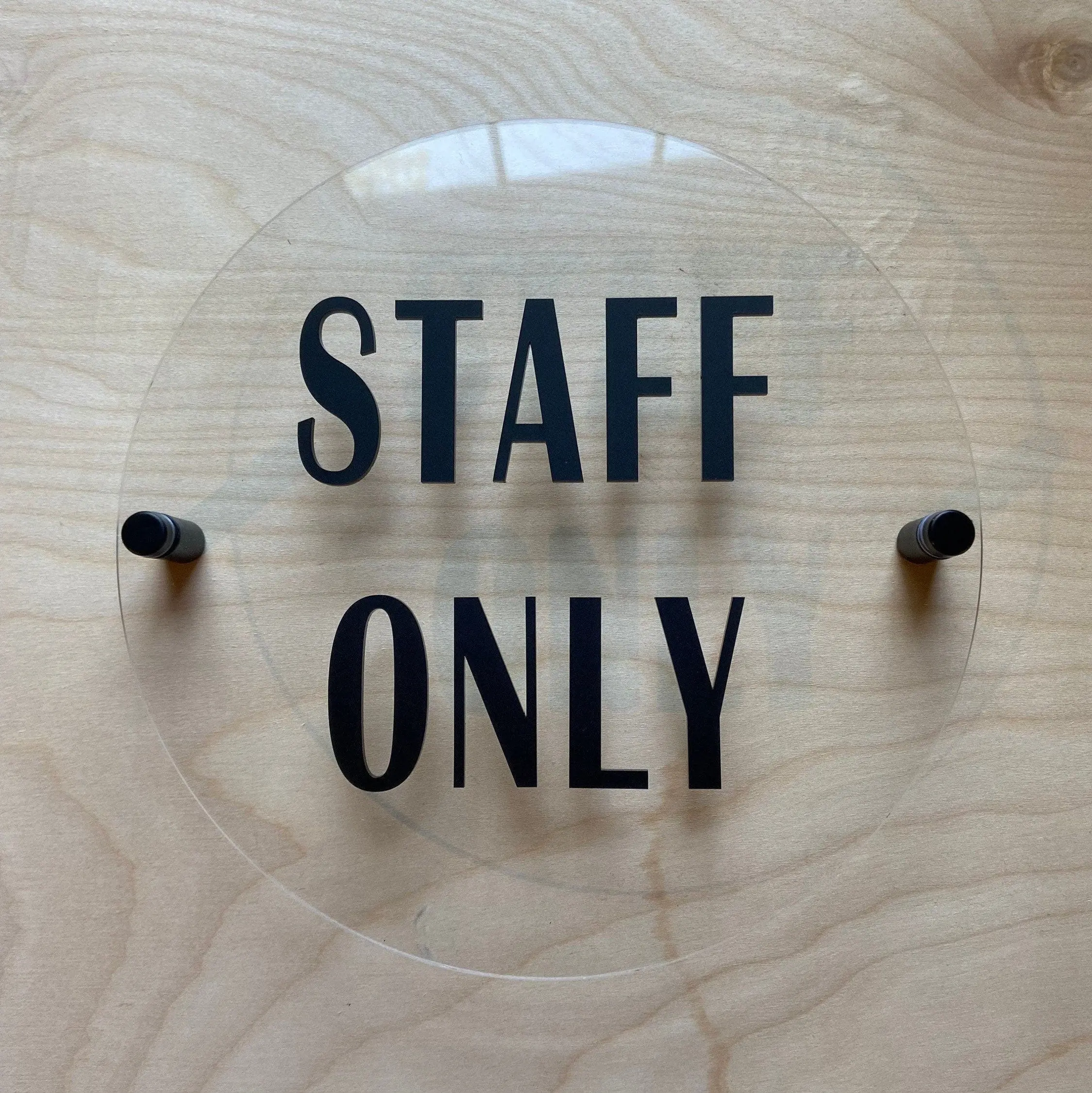 Custom Text Sign 9x9" | Clear Acrylic with Black Acrylic and Black Standoff Fixtures