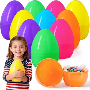 6 PCS 8" Jumbo Plastic Easter Eggs, Colorful Easter Fillable Eggs for Easter Theme Party Supplies, Easter Eggs Hunt, Basket Stuffers Fillers, Classroom Prize Supplies Toy