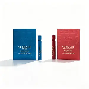 Versace Eros Mens Fragrance Sample 2-Piece Set 0.03 oz / 1 ml Red & Blue Edition — Ideal for Dates and Daily Wear Long-lasting Scent, Portable Size