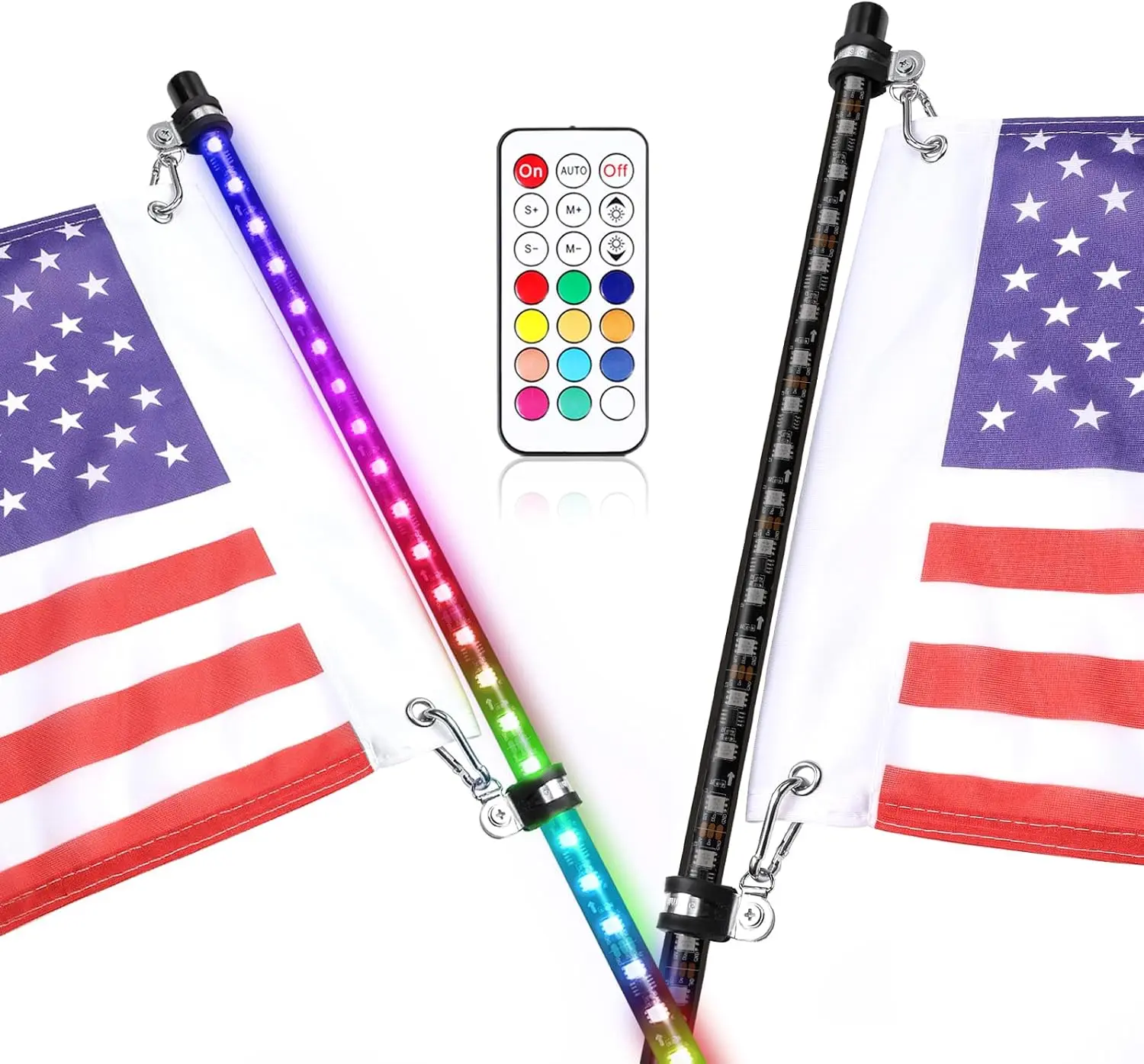 3FT LED Whip Light, Smoked Black RGB Whip Light Kits with RF Remote Control RGB Dancing/Chasing Lights Antenna LED Whip for ATV UTV Off Road Pickup Truck SUV Polaris RZR Can Am Dune Buggy
