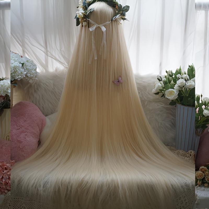 44-inch 46.3inch Extra-Long Straight Hair Wig for Cosplay Party Costumes, Rose Net Golden, Red, Natural Black, Ash Gray, for Adults
