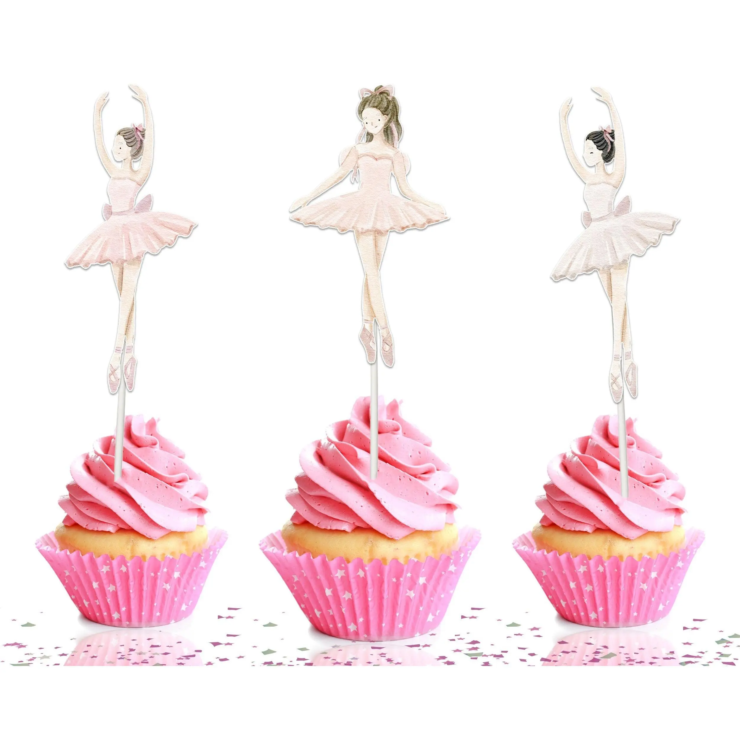 Graceful Ballerina Cupcake Toppers - Elevate Your Party to a Balletic Poise!