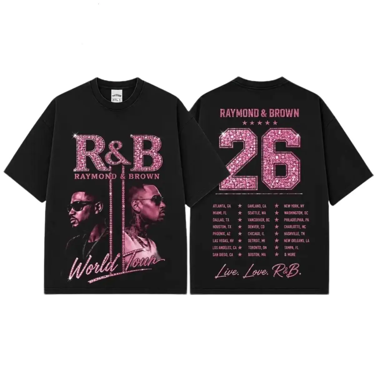 [FREE SHIP] Ch.Brown Usher Raymond The R&B Tour 2026 Unisex Tee