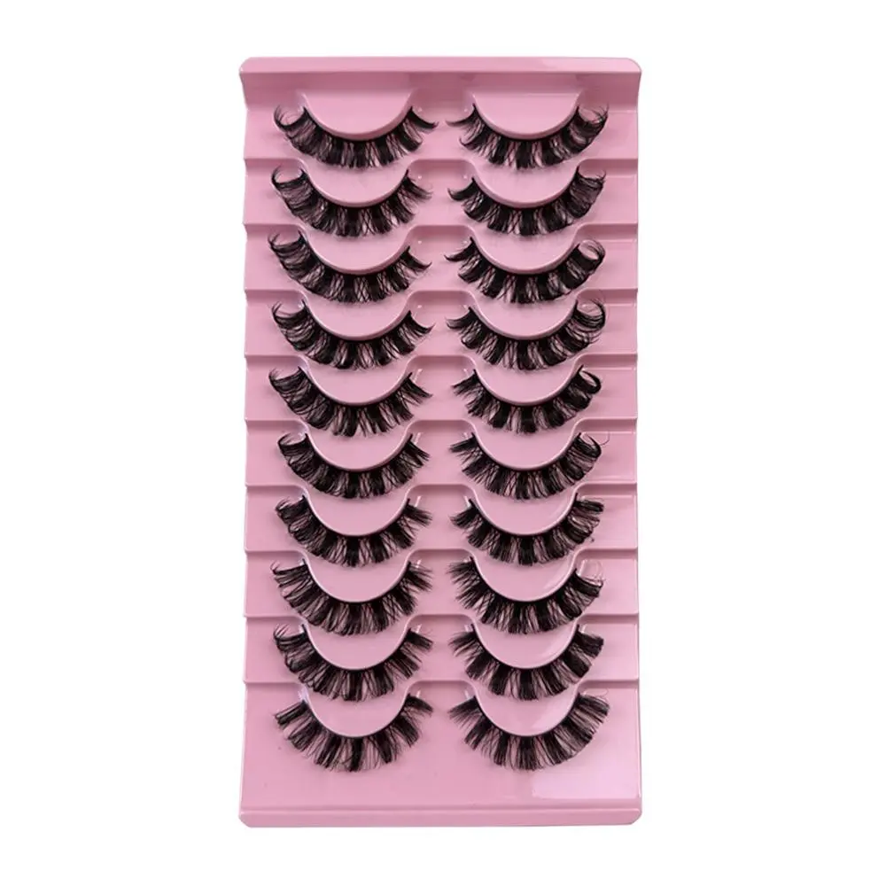 Fluffy False Eyelashes, 10 Pairs Wispy Faux Cluster Lashes, Natural Curling Eye Makeup Strip Lashes, Volumized False Eyelashes for Women and Girls, False Eyelash Set, Wispy Volume Set