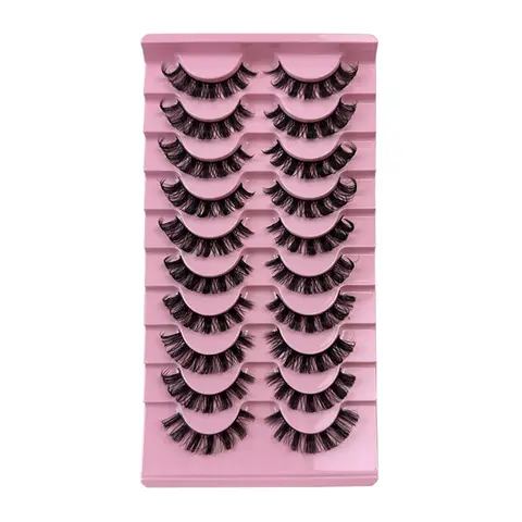 Fluffy False Eyelashes, 10 Pairs Wispy Faux Cluster Lashes, Natural Curling Eye Makeup Strip Lashes, Volumized False Eyelashes for Women and Girls, False Eyelash Set, Voluminous False Eyelashes