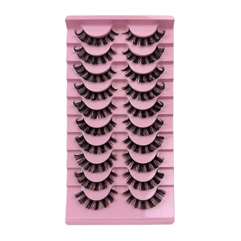 Fluffy False Eyelashes, 10 Pairs Wispy Faux Cluster Lashes, Natural Curling Eye Makeup Strip Lashes, Volumized False Eyelashes for Women and Girls, False Eyelash Set, Voluminous False Eyelashes