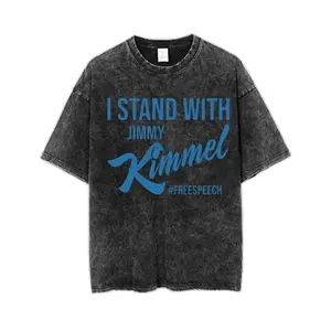 I Stand With Jimmy Kimmel Tee, #FreeSpeech Slogan Shirt, Talk Show Host Support Merch, Advocacy Graphic, Crew Neck T-Shirt, Short Sleeve, Unisex Vintage Top, Streetwear Style