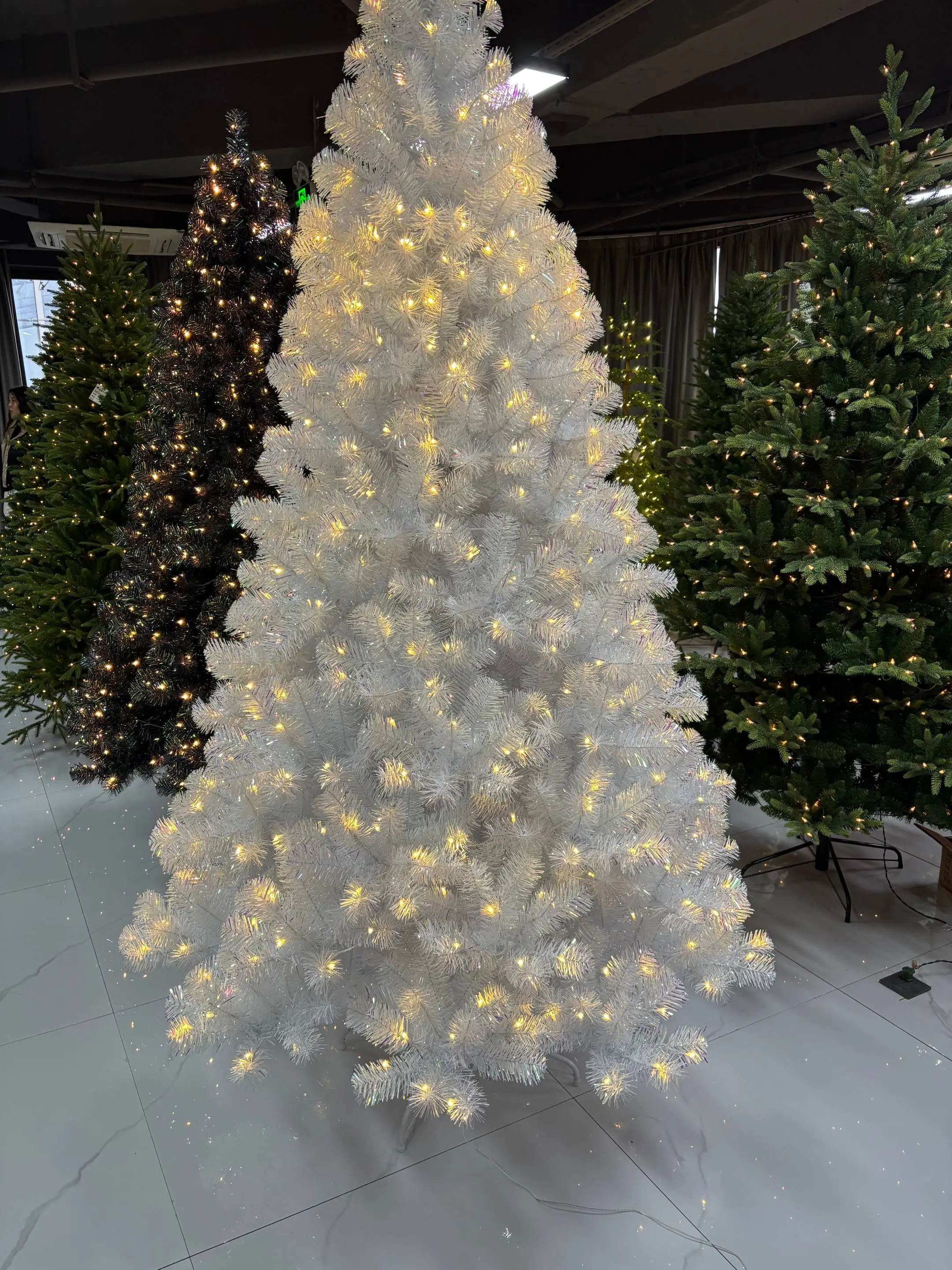 7.5ft Durable Modern Gradient PVC Fairy Light Christmas Tree, Floor-Standing Ornament with Built-in Warm White Lights for Instant Cheer, Indoor Home Decor & Party Festive Supplies, Holiday