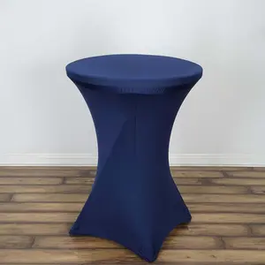 Spandex Round Cocktail Table Cover 30" Navy Blue for High Top Tables - Easy to Maintain Stretch Fitted Highboy Tablecloth