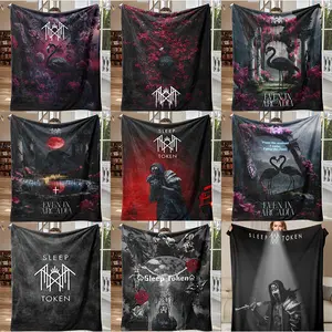 Print In USA, Sleep Token Pattern Flannel Blanket, Adult Blanket ,Soft Warm Throw Blanket, Air-conditioned Sofa Bedroom Dorm Couch Office Car Travel Home Blanket, Warm Nap Blanket for Men Women Adults Boys Girls, Birthday Mother's Day Fans Gifts