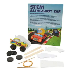 4 1/2" x 3" STEM Slingshot Car Craft Kit Educational Activities – Makes 12