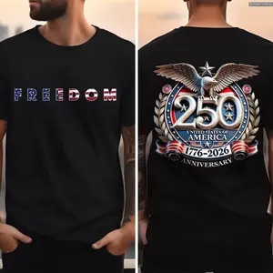 Freedom USA Eagles 250th Anniversary Semiquincentennial Back & Front Dark Shirt, Print Tee, Andrew Clothings