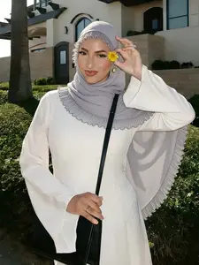 Minimalist Chiffon Scarf, Soft Lightweight Hijab, Delicate Ruffled Hem, Perfect for Everyday & Modest Wear, Accent