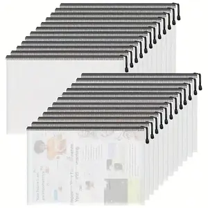 Grid Zipper Puzzle Bags, 12 Pieces, A4 Size, Puzzle Organization, Suitable for Students' Puzzles and Desktop Games, School Activities, Storage Bags, Zipper Pouches