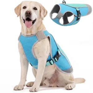Kuoser Dog Cooling Vest for Dogs, Lightweight Dog Cooling Harness Shirt with Reflective Stripe, Breathable Mesh Cooler Jacket Pet Cool Vest for Small Medium Large Dogs Summer Hot Weather