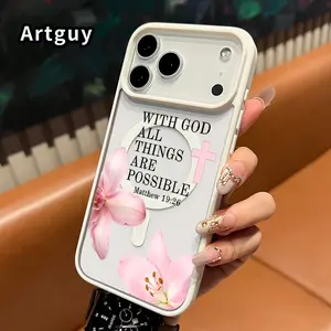 Transparent Magnetic Phone Case for iPhone 16 Pro Max Plus 15 14 13 12 11 E God All Things Are Possible  Patterned Acrylic Back Non Slip Protective Cover Gift
