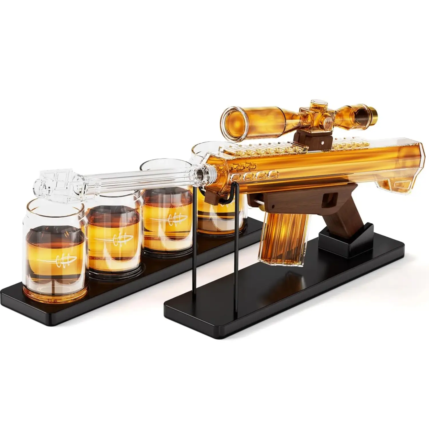 Gifts for Dads, Kollea 22 Oz Whiskey Decanter Set and 4 Glasses with 5 Oz Sighting Telescope, Unique Anniversary Birthday Fathersdaygift Ideas for Him