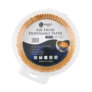 Yanosaku Air Fryer Parchment Paper Liners - 50ct Non-Stick Baking Sheets for Air Fryer, Oven, Grilling - Disposable Oil-Absorbing Round Parchment Paper