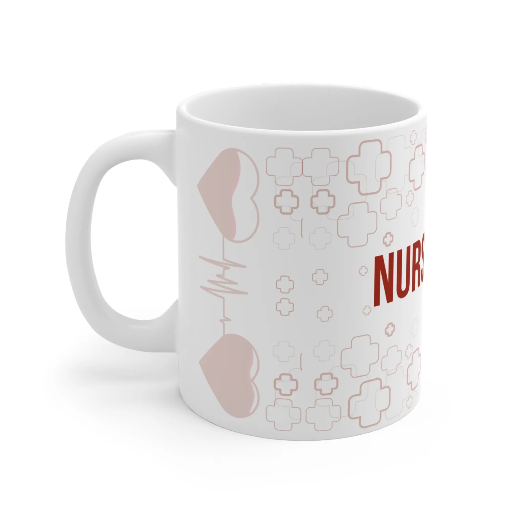 SAKOKO Nurse Fuel Mug 11oz - Red Print Ceramic, Nursing Student Gift, Hospital Mug, Appreciation Gift for Nurses, Unique