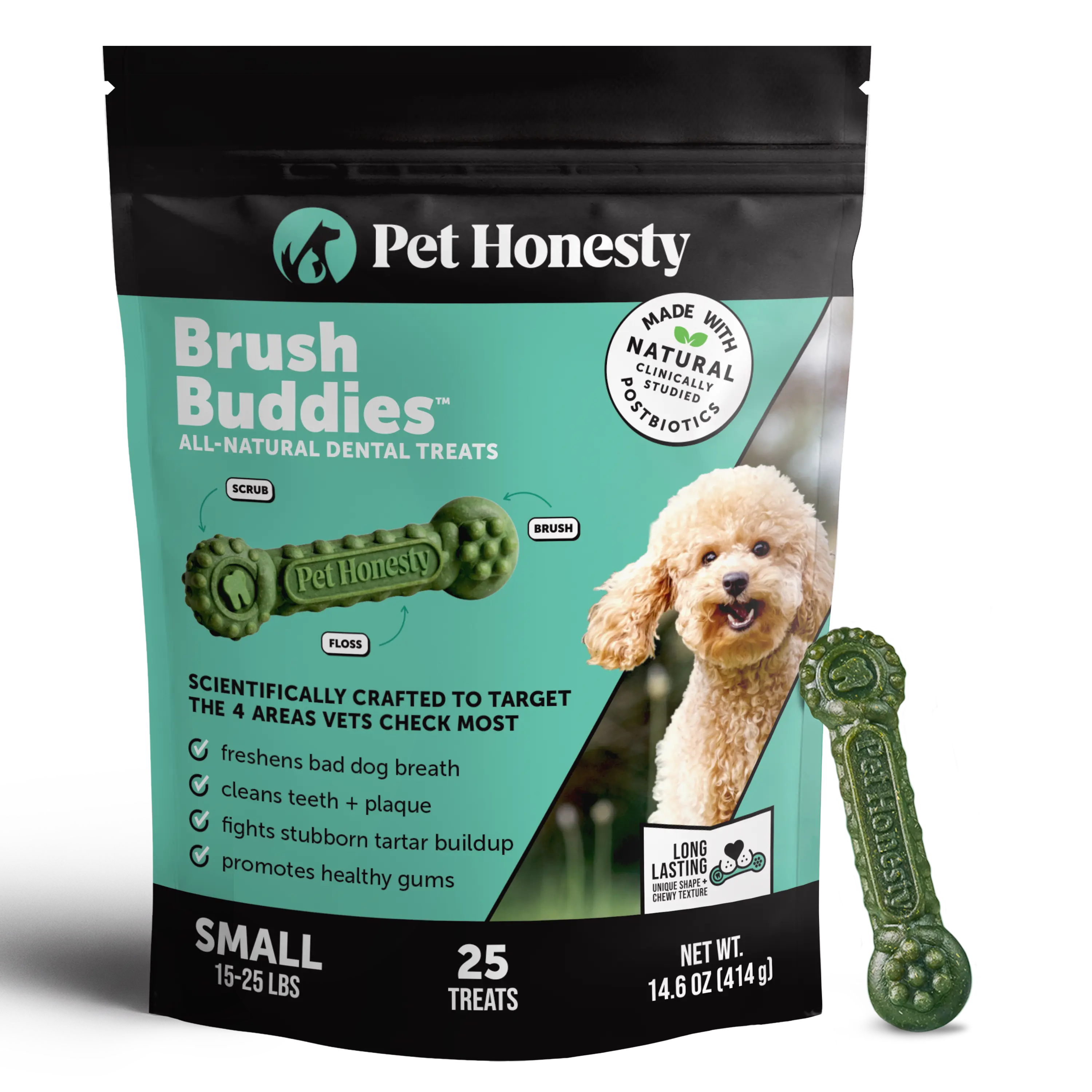 Brush Buddies All-Natural + Long Lasting Dental Treats for Small Sized Dogs - 25 Count Brush Buddies All-Natural + Long Lasting Dental Treats for Small Sized Dogs - 25 Count