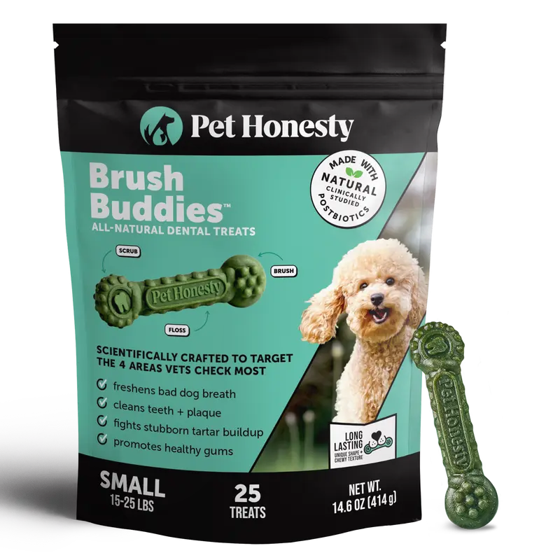 Brush Buddies All-Natural + Long Lasting Dental Treats for Small Sized Dogs - 25 Count