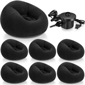 6/9/12-piece set of adult inflatable beanbag chairs, equipped with an electric air pump, inflatable sofa is foldable and portable, lazy sofa suitable for outdoor movie nights and camping (black, 6-piece set)