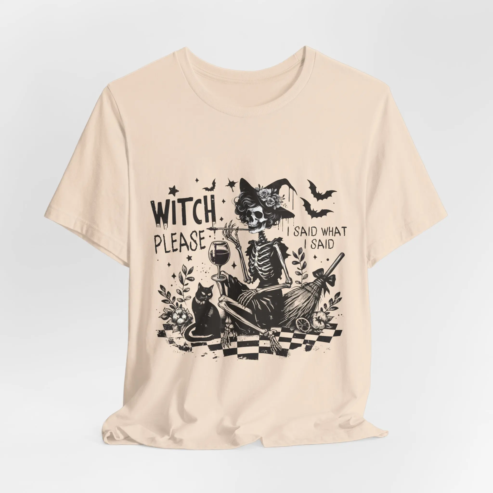 Witch Please Skeleton Reading Tee | Halloween graphic t-shirt