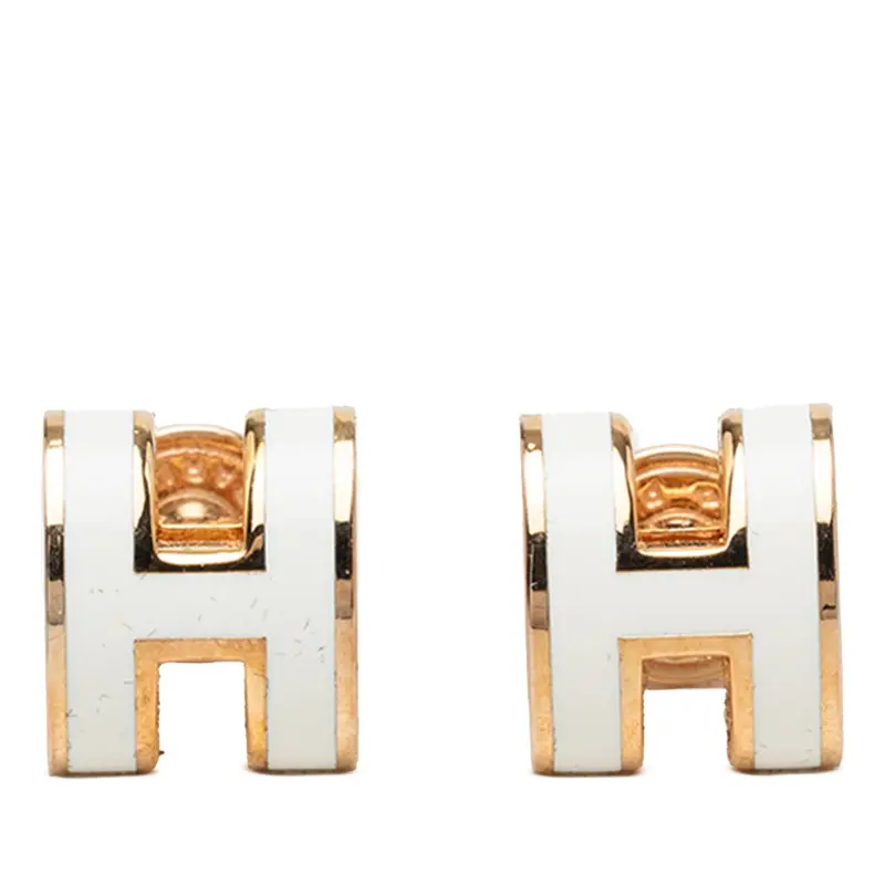 Pre-owned HERMÈS Gold-plated Small Leather Goods Hermes Pop H Mini Earrings