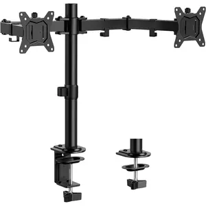 Dual  Stand, Heavy Duty Adjustable  Desk Mount for 2 Screens up to 32 Inches, Fully Adjustable Height, Tilt, Swivel, Rotate, Supports 17.6 lbs per  Arm, Easy Installation