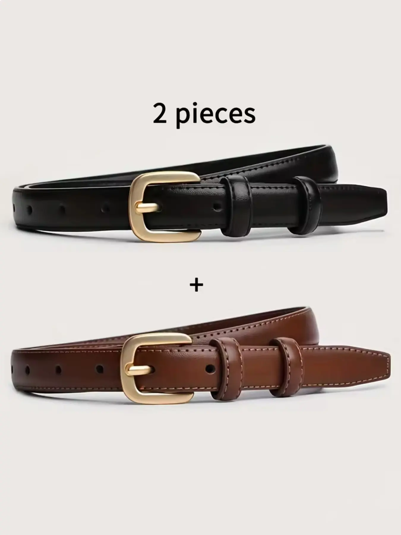 2-pack Casual Fashion Belt with Simple High-End Feel, Trendy Exquisite Belt, Needle Buckle Double Loop Belt, Suitable for Daily Wear, Stylish Belts