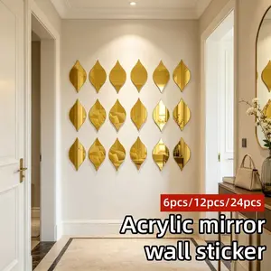 6pcs/12pcs/24pcs Acrylic Mirror Wall Stickers， Water Drop Mirror Stickers，Removable 3D Acrylic Wall Art， Suitable for Modern Home Decoration, Room Decor, Decorative Wall Sticker