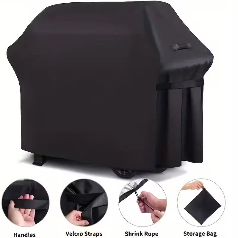 1pc Heavy-Duty Robust  Outdoor Grill Cover, Durable Polyester, Drawstring Closure, Dustproof, Dust Protection, Heat Resistant, Weather Resistant, Universal Fit, Ideal for Gas& Charcoal Grills, Barbecue Essentials, Outdoor Cooking Accessories Use