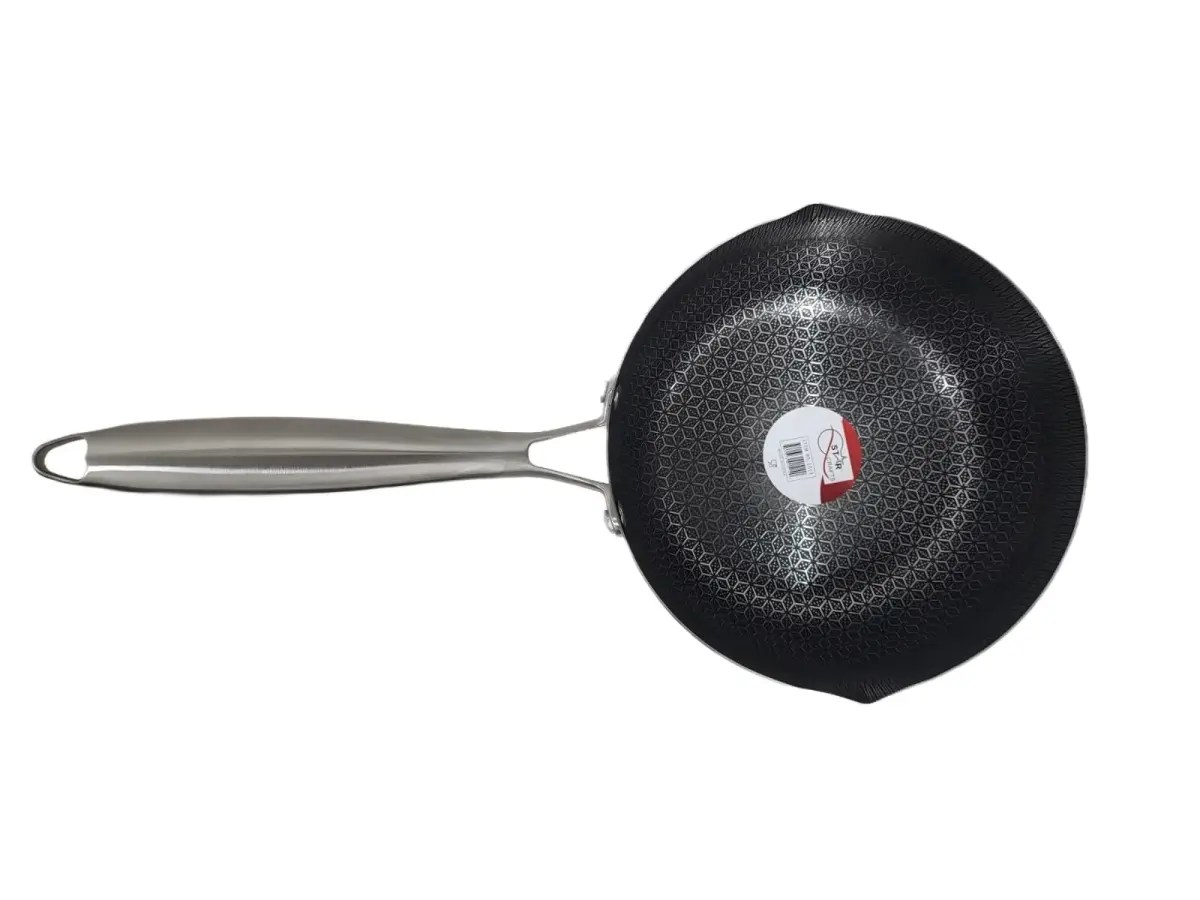 STARCRAFTS 1514 Nonstick Induction Stainless Steel Saucepan - 20cm, Honeycomb Design Exterior, Stove-Compatible, Scratch-Resistant, Easy to Pour, with Handle