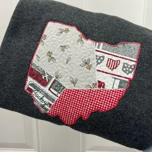 Ohio quilted patchwork - embroidered crewneck sweatshirt