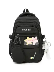 Large High-Quality Japanese Pressed Flower Backpack, Transparent Window, Detachable Small Bag, Butterfly Clip, Multi-Layer Student Commuter Backpack