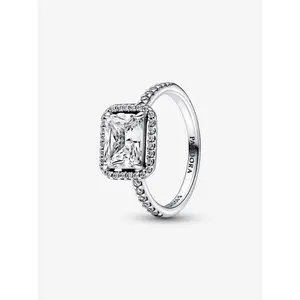 Pandora Rectangular Sparkling Halo Ring Variant 2