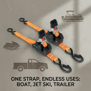 Retractable Ratchet Straps 10FT2400lbsBreak Strength Heavy Duty Tie Downs for Motorcycle Boat Trailer