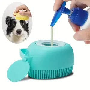 Silicone Pet Bath Sponge, Soft Silicone Sponge for Bath, Shampoo Dispenser Soap Brush, Rubber Bristle Material, for Dog Wash, Puppy, Cat, Pet Kitten