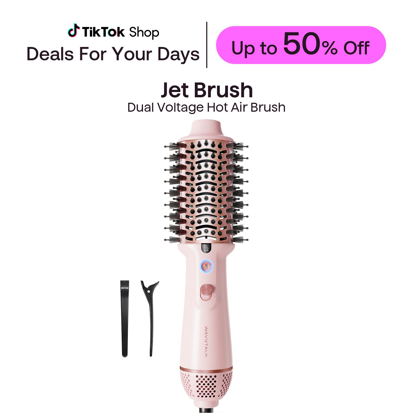 Wavytalk Jet Brush Dual Voltage Ionic Hair Dryer Brush, Reduces Damage, Anti-Frizz Straight Hair, Curls and Blowouts