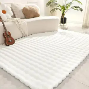 Artificial Rabbit Hair Carpet, 1 Count Fluffy Soft Warm Comfortable Large Area Rug, Non-slip Floor Mat for Home Living Room Bedroom Hotel, Soft Shaggy Rug