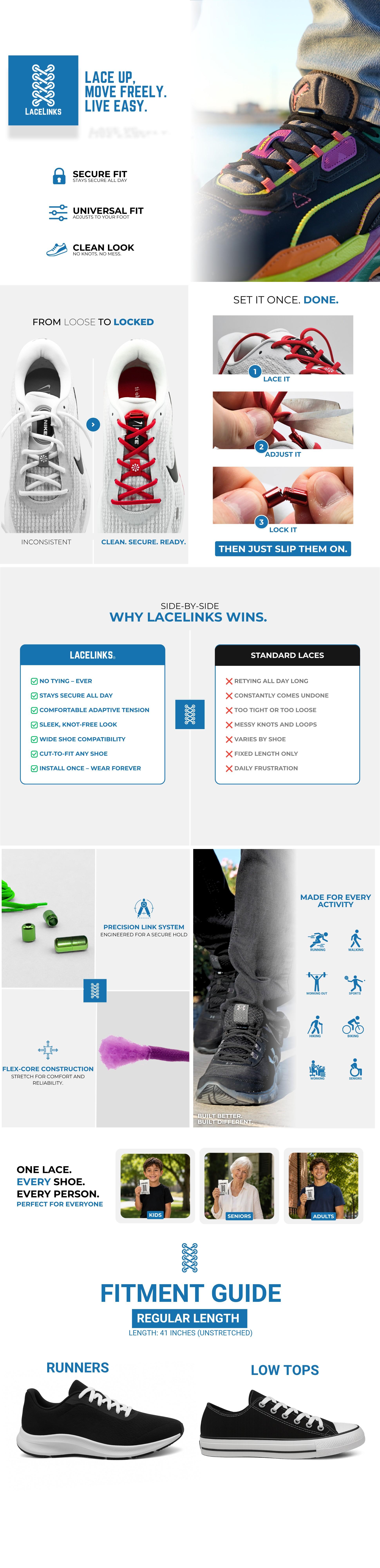 LaceLinks High-Quality Round Elastic Shoelaces - Ideal for Dress, Sports, and Running Shoes for Superior Comfort and Style