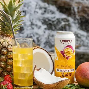 YUUY 100% Passion Fruit Juice Beverage - Good Juice Drink, 16.6 oz (490mL) Cans (1x6), Tropical Flavor, Bold Real Fruit Taste, No Added Sugars, Trans Fat Free, Ready-to-Drink, On-the-Go Refreshment