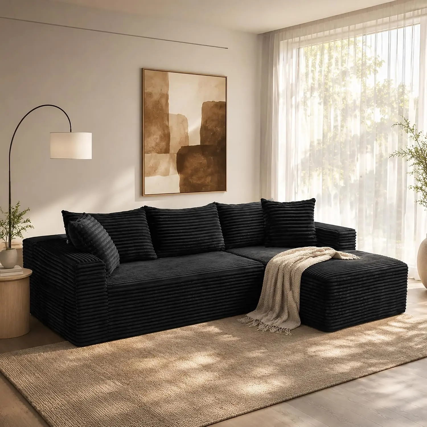 95" Modular Sectional Sofa Couch with L-Shape Chaise,Modern Boneless Sofa for Living Room,Loveset,No Assembly Required,Gray
