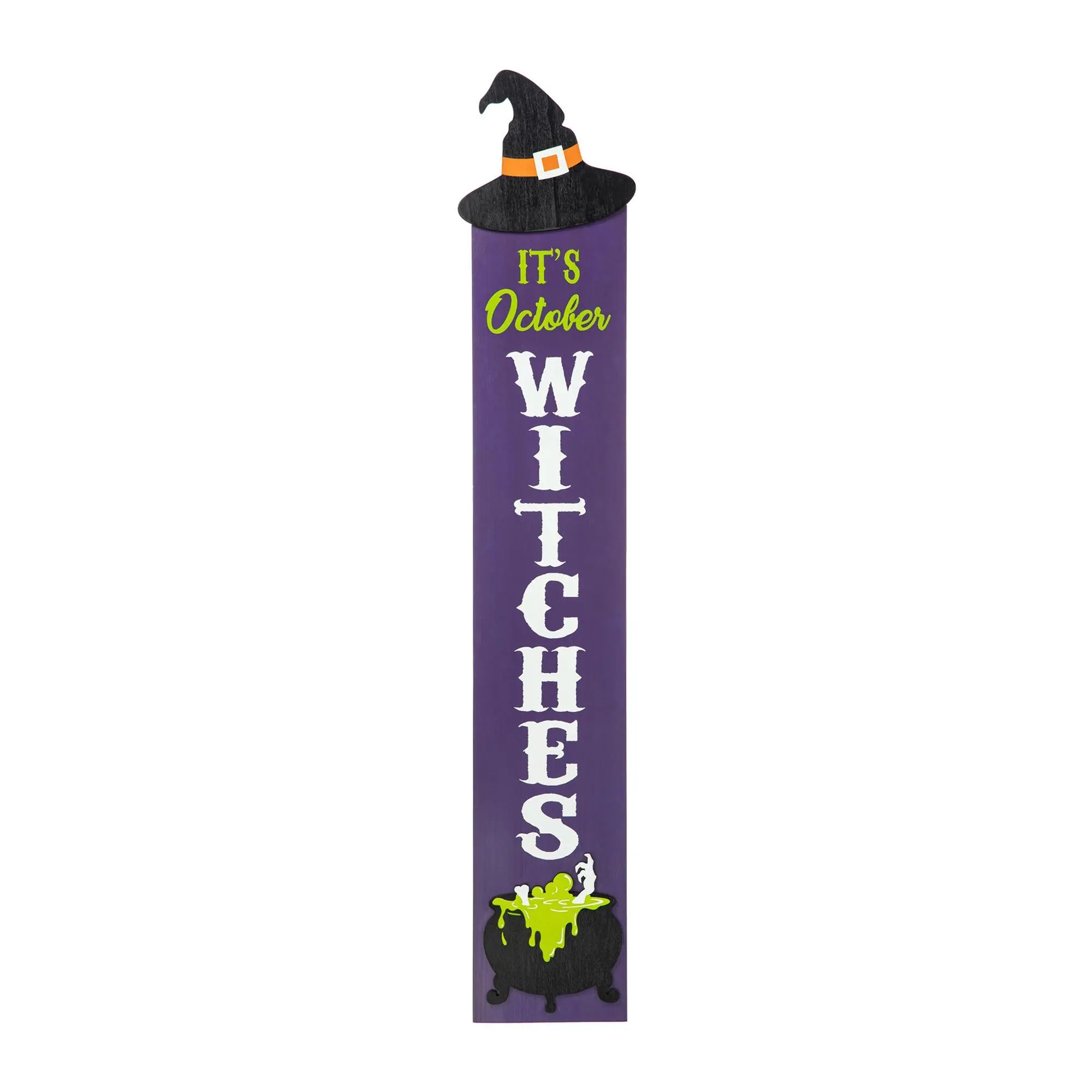 Glitzhome 48"H Halloween Wood Witch Hat Porch Decor Sign